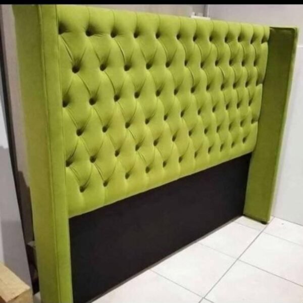Velvet upholstered headboard
